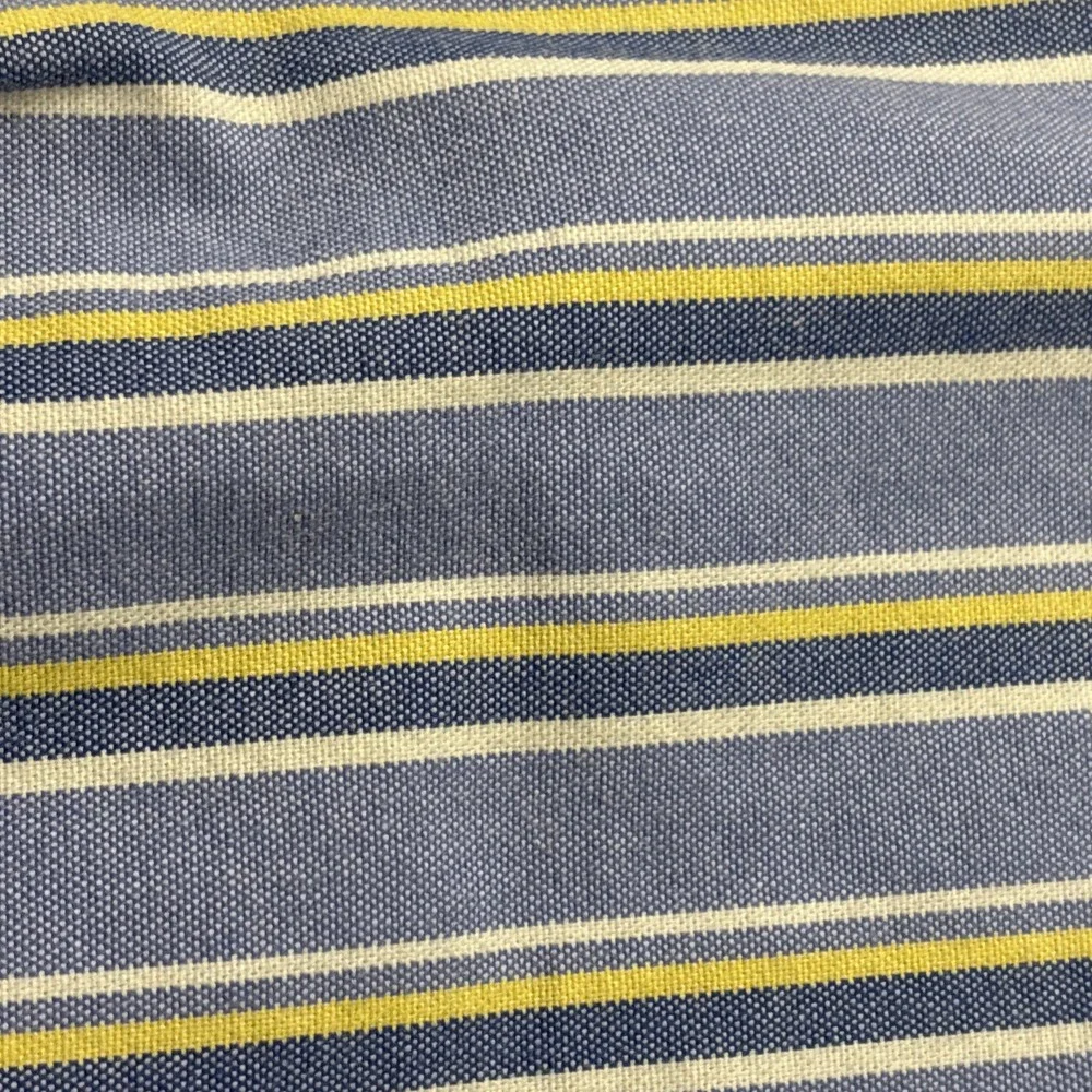 Polo Ralph Lauren Shirt Men 17 1/2 34/35‎ Blue Yellow Striped Button Down Preppy
